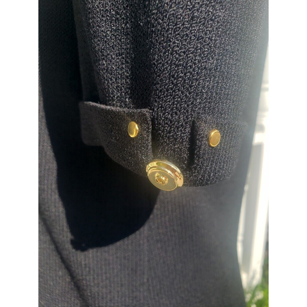 St John Collection Marie Gray Santana Knit Jacket Skirt Suit Black Sz 4 Gold Btn - Picture 5 of 16